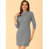 image:imageAllegra K Womens Mock Neck 34 Sleeve Slim Check Office Work Plaid DressBlack