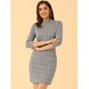 image:imageAllegra K Womens Mock Neck 34 Sleeve Slim Check Office Work Plaid DressBlack Brown
