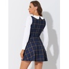 image:imageAllegra K Womens Peter Pan Collar Contrast Color Button Decor ALine Preppy Plaid Mini DressDark Blue