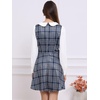 image:imageAllegra K Womens Peter Pan Collar Contrast Color Button Decor ALine Preppy Plaid Mini DressGray Blue