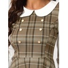 image:imageAllegra K Womens Peter Pan Collar Contrast Color Button Decor ALine Preppy Plaid Mini DressKhaki Brown
