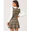 image:imageAllegra K Womens Peter Pan Collar Contrast Color Button Decor ALine Preppy Plaid Mini DressKhaki Brown