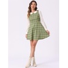 image:imageAllegra K Womens Peter Pan Collar Contrast Color Button Decor ALine Preppy Plaid Mini DressLight Green