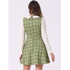 image:imageAllegra K Womens Peter Pan Collar Contrast Color Button Decor ALine Preppy Plaid Mini DressLight Green