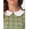 image:imageAllegra K Womens Peter Pan Collar Contrast Color Button Decor ALine Preppy Plaid Mini DressLight Green