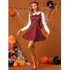 image:imageAllegra K Womens Peter Pan Collar Contrast Color Button Decor ALine Preppy Plaid Mini DressRed
