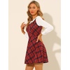 image:imageAllegra K Womens Peter Pan Collar Contrast Color Button Decor ALine Preppy Plaid Mini DressRed