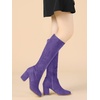 image:imageAllegra K Womens Side Zipper Chunky Heel Knee High Purple Boots 10 M US 