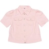 image:imageAllegra K Casual Jean Jacket for Womens Short Puff Sleeves ButtonDown Denim JacketLight Pink
