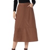 image:imageAllegra K Corduroy Midi Skirt for Womens Elastic High Waist Pockets Casual A Line SkirtDark Brown