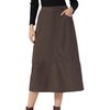 image:imageAllegra K Corduroy Midi Skirt for Womens Elastic High Waist Pockets Casual A Line SkirtDeep Coffee