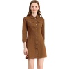 image:imageAllegra K Womens Denim Dresses Spring Summer Button Down 34 Sleeve 2026 Jean Mini DressBrown