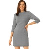 image:imageAllegra K Womens Mock Neck 34 Sleeve Slim Check Office Work Plaid DressBlack