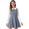 image:imageAllegra K Womens Peter Pan Collar Contrast Color Button Decor ALine Preppy Plaid Mini DressBlue