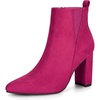 image:imageAllegra K Womens Pointed Toe Zipper Block Heel Ankle Chelsea BootsHot Pink