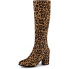 image:imageAllegra K Womens Side Zipper Chunky Heel Knee High Leopard Boots 10 M US 