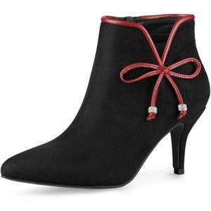 image:imageAllegra K Womens Bow Pointed Toe Stiletto Heel Ankle BootsBlack