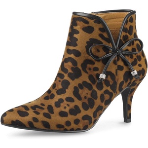 image:imageAllegra K Womens Bow Pointed Toe Stiletto Heel Ankle BootsLeopard