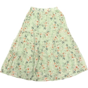 image:imageAllegra K Womens Floral Skirt Chiffon Aline Long Tiered Ruffle Boho Summer Midi SkirtsPea Green