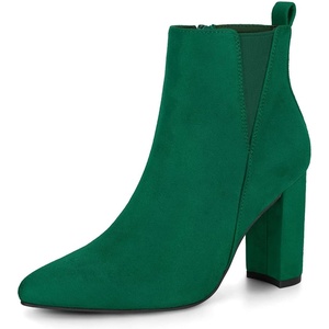 image:imageAllegra K Womens Pointed Toe Zipper Block Heel Ankle Chelsea BootsEmerald Green