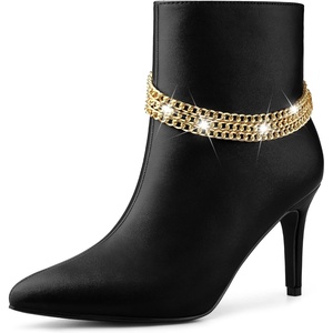 image:imageAllegra K Womens Pointy Toe Stiletto Heels Chain Ankle BootsBlack