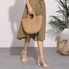 image:imageAllegra K Womens Chunky Heel Raffia Heels Bohemia Square Toe Slingback Strappy Linen SandalsBeige