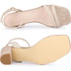 image:imageAllegra K Womens Chunky Heel Raffia Heels Bohemia Square Toe Slingback Strappy Linen SandalsBeige