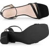 image:imageAllegra K Womens Chunky Heel Raffia Heels Bohemia Square Toe Slingback Strappy Linen SandalsBlack