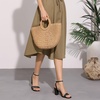 image:imageAllegra K Womens Chunky Heel Raffia Heels Bohemia Square Toe Slingback Strappy Linen SandalsBlack