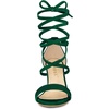 image:imageAllegra K Womens Faux Velvet Lace Up Chunky Dark Green Heel Strappy Sandals 8 m US