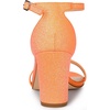 image:imageAllegra K Womens Glitter Ankle Strap Chunky Heels Orange Sandals  7 M US