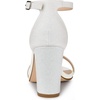 image:imageAllegra K Womens Glitter Ankle Strap Chunky Heels White Sandals  6 M US