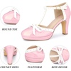 image:imageAllegra K Womens Platform Bow Chunky Heels TStrap Mary Janes PumpsPink