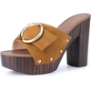 image:imageAllegra K Womens Buckle Slip on Platform Chunky Heels SandalsBrown