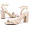 image:imageAllegra K Womens Chunky Heel Raffia Heels Bohemia Square Toe Slingback Strappy Linen SandalsBeige