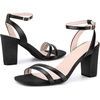 image:imageAllegra K Womens Chunky Heel Raffia Heels Bohemia Square Toe Slingback Strappy Linen SandalsBlack