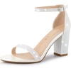 image:imageAllegra K Womens Glitter Ankle Strap Chunky Heels White Sandals  8 M US