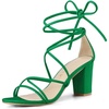 image:imageAllegra K Womens Strappy Lace Up Chunky Heeled Green Heels Sandals 85 m US