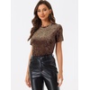 image:imageAllegra K Womens Christmas Velvet Top Crew Neck Short Sleeve Casual TShirtLight Coffee