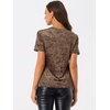 image:imageAllegra K Womens Christmas Velvet Top Crew Neck Short Sleeve Casual TShirtLight Coffee