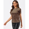 image:imageAllegra K Womens Christmas Velvet Top Crew Neck Short Sleeve Casual TShirtLight Coffee