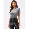 image:imageAllegra K Womens Christmas Velvet Top Crew Neck Short Sleeve Casual TShirtLight Grey