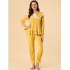 image:imageAllegra K Womens Sleepwear Lounge Peter Pan Collar Long Sleeve Ruffle Pajama Set