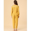 image:imageAllegra K Womens Sleepwear Lounge Peter Pan Collar Long Sleeve Ruffle Pajama Set