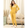 image:imageAllegra K Womens Sleepwear Lounge Peter Pan Collar Long Sleeve Ruffle Pajama Set