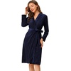 image:imageAllegra K Womens Velvet Bathrobe Soft Lounge Pajamas Sleepwear Tie Waist Flannel Robe