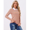 image:imageAllegra K Womens Striped Cute Shirts Peter Pan Collar Casual Trendy Fitted Long Sleeve TopMulticolor