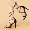 image:imageAllegra K Womens Stiletto Heel Laceup Sandals  3 34 inches Heel Open Toe Comfortable Faux Suede perfect for Evening Party Wedding Date NightBlack