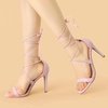 image:imageAllegra K Womens Stiletto Heel Laceup Sandals  3 34 inches Heel Open Toe Comfortable Faux Suede perfect for Evening Party Wedding Date NightLight Pink