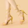 image:imageAllegra K Womens Stiletto Heel Laceup Sandals  3 34 inches Heel Open Toe Comfortable Faux Suede perfect for Evening Party Wedding Date NightYellow